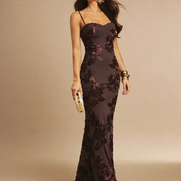 Brown Sexy Women's Floral Maxi Dress - Picture 4 of 7